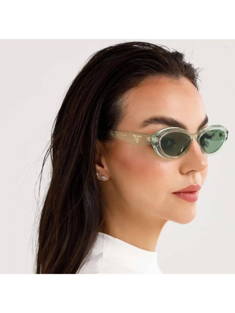 NEW PRADA SUNGLASSES PR26ZS 14R20E TRANSPARENT MINT WOMEN PR 26ZS 14R20E, SPR 26 - Picture 6 of 12